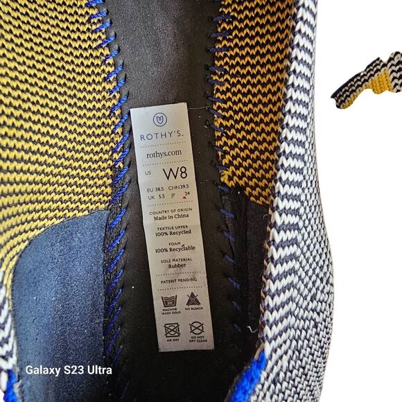 Rothys womens Sz 8 Retired shale Ribbon striped round toe flats - Picture 6 of 7